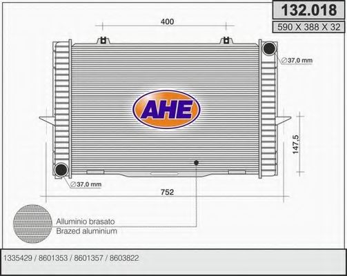 AHE 132018 Радиатор охлаждения двигателя для VOLVO 850