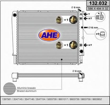 AHE 132032 Радиатор охлаждения двигателя для VOLVO S90