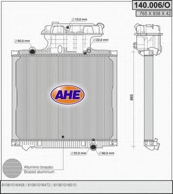 AHE 140006O Радиатор охлаждения двигателя для MAN