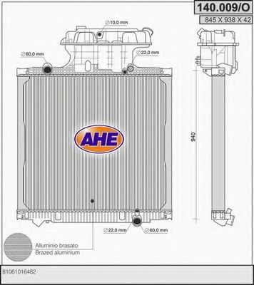 AHE 140009O Радиатор охлаждения двигателя для MAN