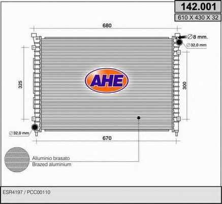 AHE 142001 Радиатор охлаждения двигателя для LAND ROVER FREELANDER