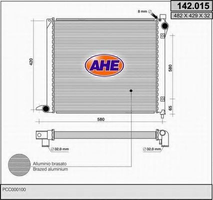 AHE 142015 Радиатор охлаждения двигателя AHE для LAND ROVER