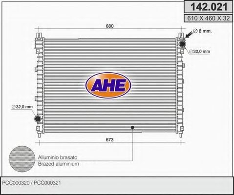 AHE 142021 Радиатор охлаждения двигателя AHE для LAND ROVER