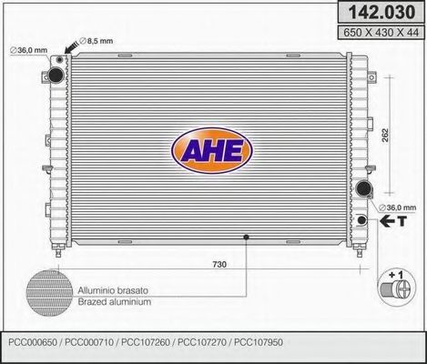 AHE 142030 Радиатор охлаждения двигателя AHE для LAND ROVER