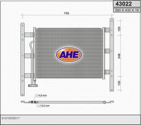 AHE 43022 Радиатор кондиционера для MAN