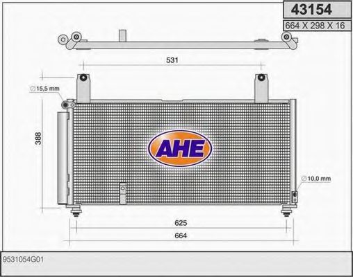 AHE 43154 Радиатор кондиционера для SUZUKI