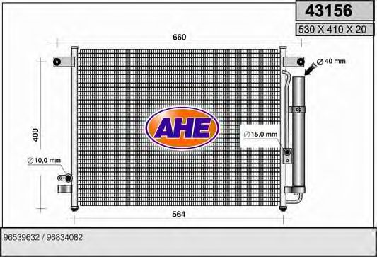 AHE 43156 Радиатор кондиционера для CHEVROLET AVEO