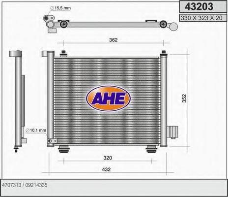 AHE 43203 Радиатор кондиционера для SUZUKI