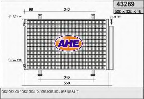 AHE 43289 Радиатор кондиционера для SUZUKI