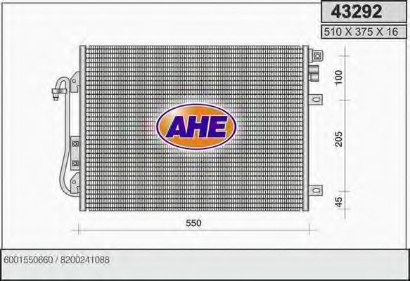 AHE 43292 Радиатор кондиционера для DACIA