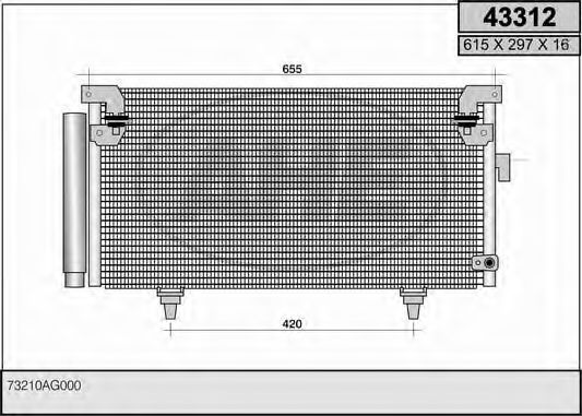 AHE 43312 Радиатор кондиционера для SUBARU