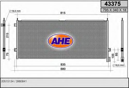 AHE 43375 Радиатор кондиционера для VOLVO FH
