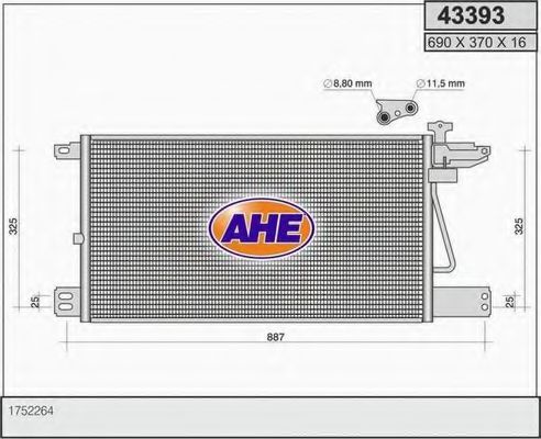 AHE 43393 Радиатор кондиционера для SCANIA