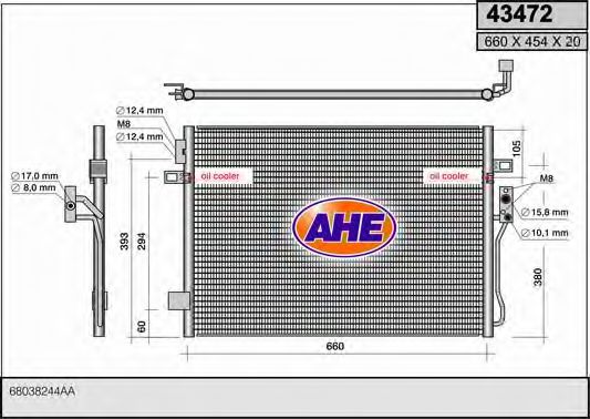 AHE 43472 Радиатор кондиционера для DODGE