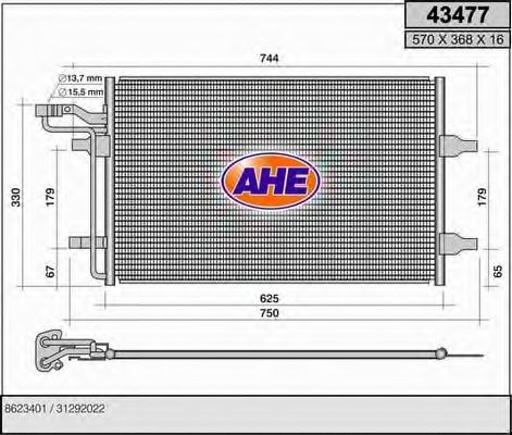AHE 43477 Радиатор кондиционера для VOLVO V50