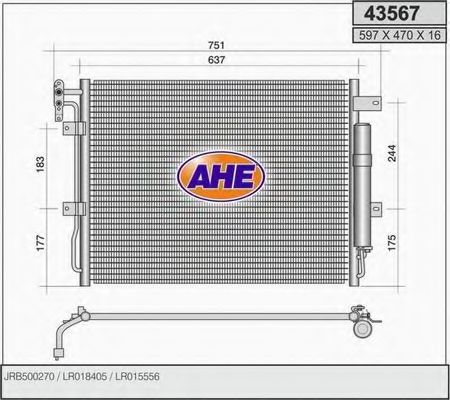 AHE 43567 Радиатор кондиционера для LAND ROVER