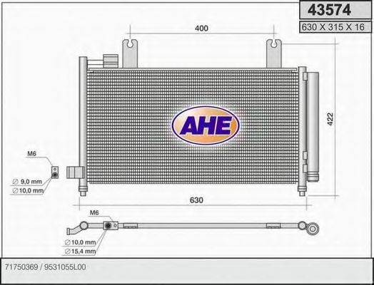 AHE 43574 Радиатор кондиционера для SUZUKI