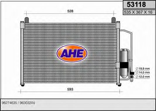 AHE 53118 Радиатор кондиционера для DAEWOO