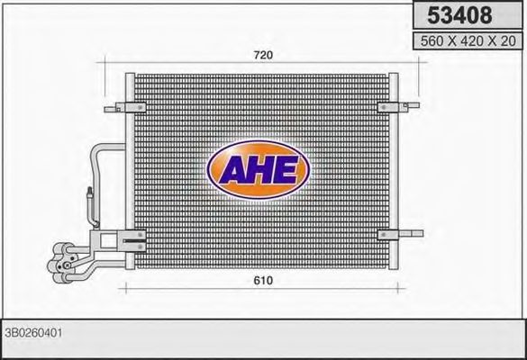 AHE 53408 Радиатор кондиционера для SKODA