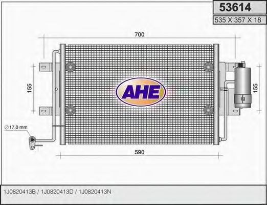 AHE 53614 Радиатор кондиционера для SKODA