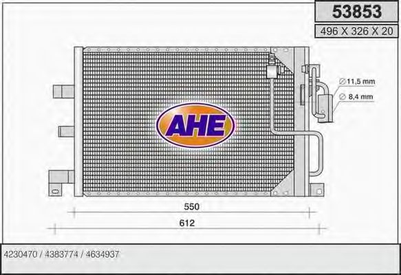 AHE 53853 Радиатор кондиционера для SAAB