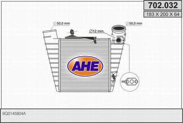 AHE 702032 Интеркулер для SEAT