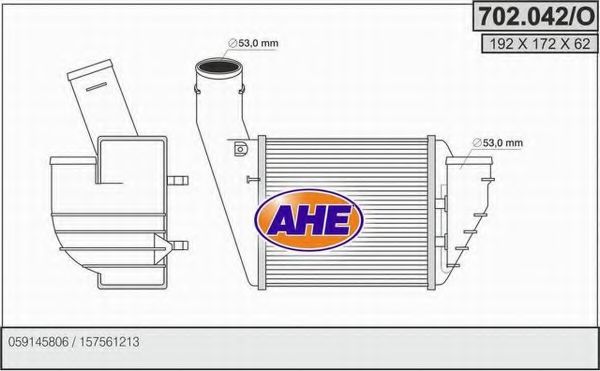 AHE 702042O Интеркулер для AUDI