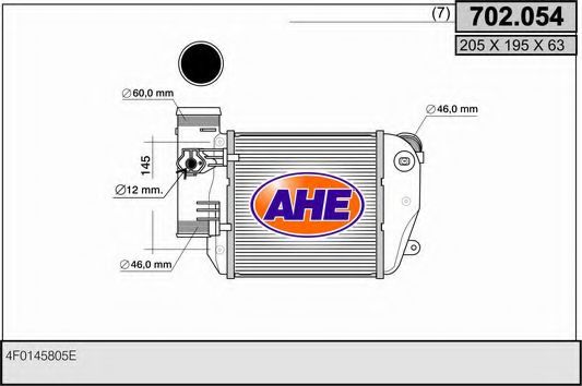 AHE 702054 Интеркулер для AUDI