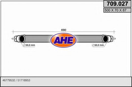 AHE 709027 Интеркулер для FIAT