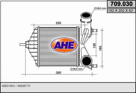 AHE 709030 Интеркулер для FIAT