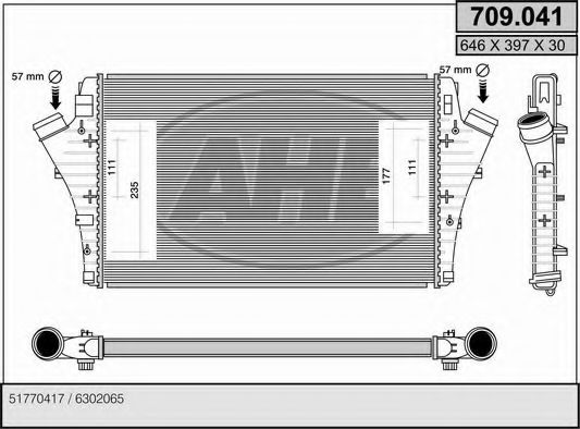AHE 709041 Интеркулер для FIAT