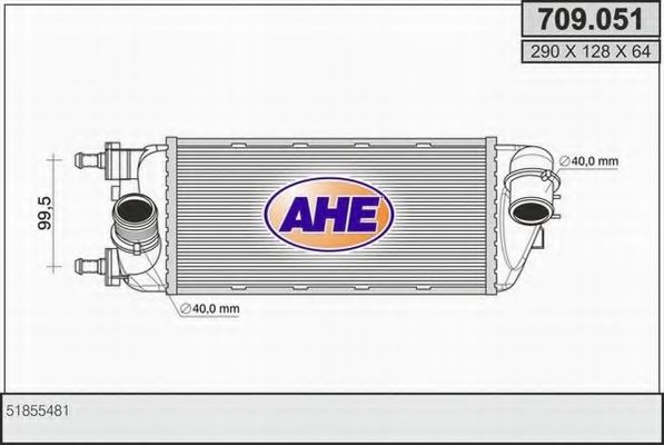 AHE 709051 Интеркулер для FIAT