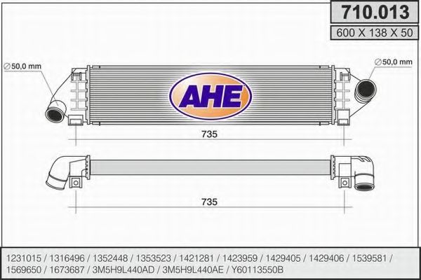AHE 710013 Интеркулер для FORD