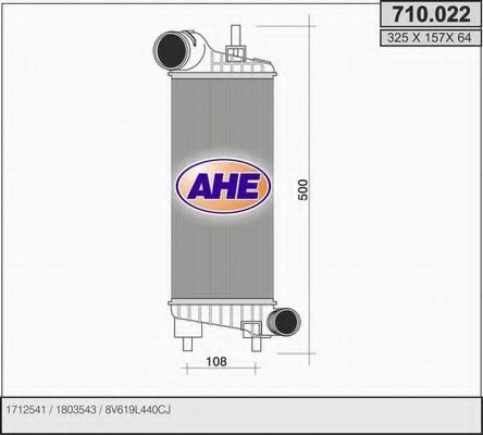 AHE 710022 Интеркулер для FORD