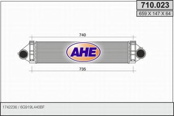 AHE 710023 Интеркулер для FORD