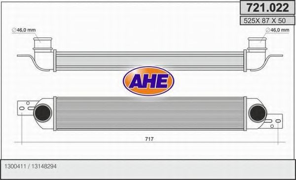 AHE 721022 Интеркулер AHE для OPEL