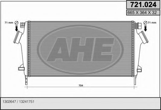 AHE 721024 Интеркулер AHE для SAAB