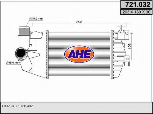 AHE 721032 Интеркулер AHE для OPEL