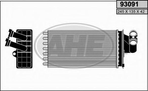 AHE 93091 Радиатор печки для PEUGEOT