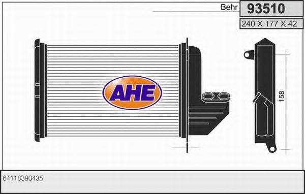 AHE 93510 Радиатор печки для BMW