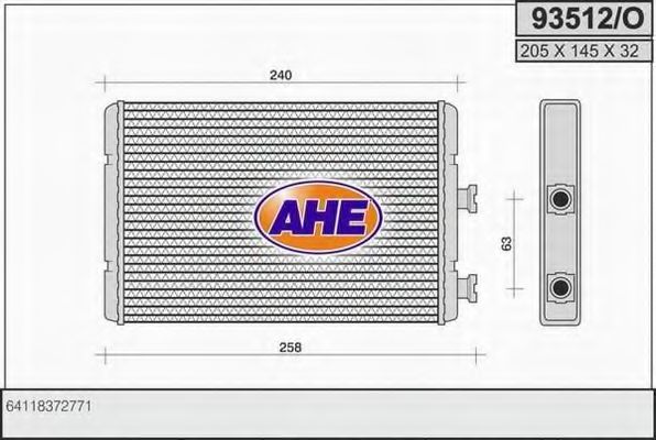 AHE 93512O Радиатор печки AHE 