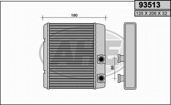 AHE 93513 Радиатор печки для BMW