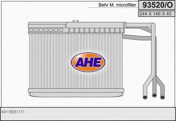 AHE 93520O Радиатор печки AHE 