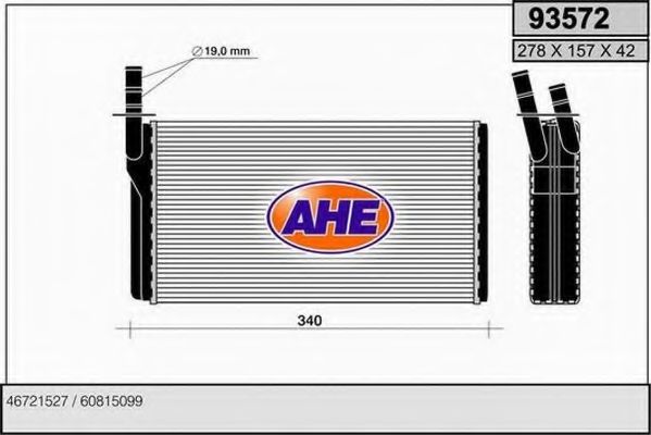 AHE 93572 Радиатор печки для ALFA ROMEO