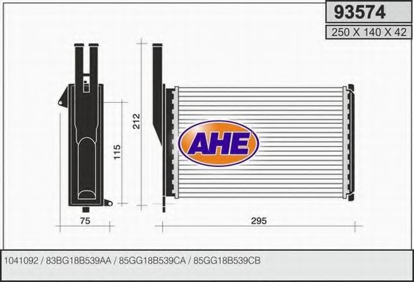 AHE 93574 Радиатор печки AHE 