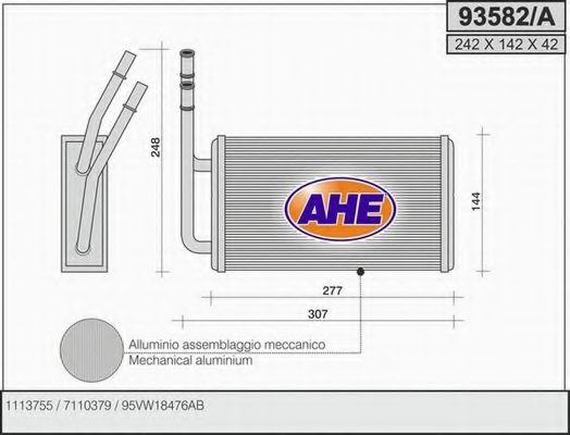 AHE 93582A Радиатор печки 