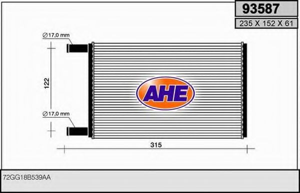 AHE 93587 Радиатор печки AHE 
