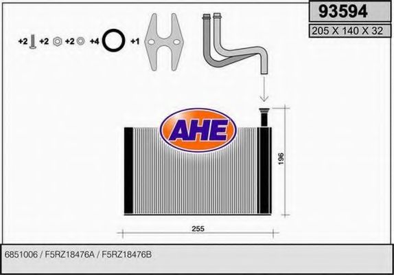 AHE 93594 Радиатор печки 