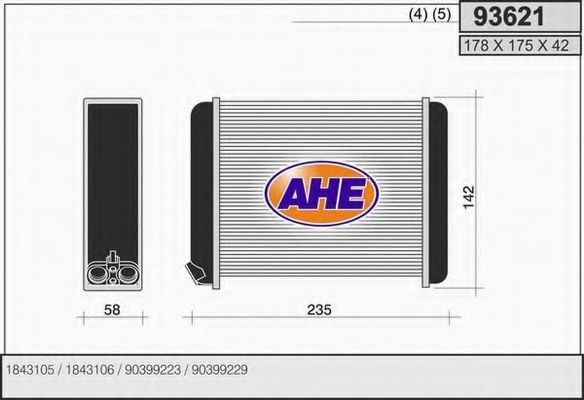 AHE 93621 Радиатор печки AHE 