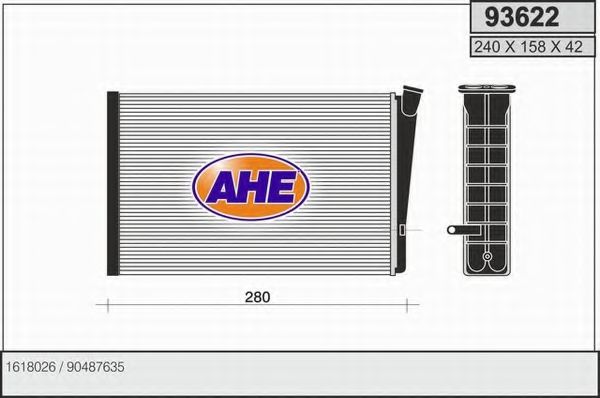 AHE 93622 Радиатор печки AHE 
